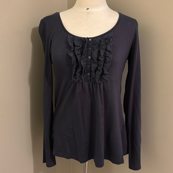 Esprit Long Sleeve Ruffle Front Tee XLarge - Picture 1 of 5